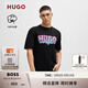 HUGO雨果【禮物】【100%棉】男士圖案裝飾棉質(zhì)平紋短袖T恤 001-黑色 L