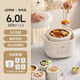 德國燉盅隔水燉家用大容量煲湯蒸鍋預約全自動(dòng)嬰兒輔食陶瓷電燉鍋 白色【一鍋五膽蒸籠】 6L
