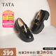 他她（TATA）盧昱曉同款魔法偵探厚底樂(lè )福鞋女真皮黑色小皮鞋JK鞋單鞋 黑色（跟高6CM） 38