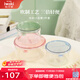 怡萬(wàn)家（iwaki）飯盒可微波爐加熱保鮮盒學(xué)生飯盒上班族便當盒冰箱收納盒玻璃餐盒 【炫彩小蠻腰-進(jìn)口】圓490*2+840ml