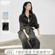 對白復古寬松襯衫套裝女2025秋新款亞麻襯衣闊腿長(cháng)褲松弛感兩件套 灰綠色 M