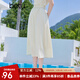 百圖betu女裝2025夏季新款半身裙高腰松緊腰顯瘦百搭A字裙子女2506T51 杏色 M