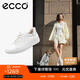 愛(ài)步（ECCO） 秋冬牛皮系帶休閑板鞋 柔酷7號女鞋470843 白色/銀色38