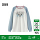 森馬（Semir）迪士尼米奇家族合作系列長(cháng)袖T恤女2025新款oversize撞色春裝 藍白色調00381 M 160/84A