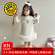 G.DUCKKIDS小黃鴨童裝女童連衣裙春秋冬季公主裙小香風(fēng)兒童套裝夾棉生日禮服 米白色加厚 90 尺碼建議1~2歲cm