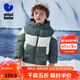 迷你巴拉男童連帽羽絨服冬寶寶時(shí)尚拼接洋氣三防兒童外套 褐灰20844 105