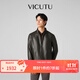 威可多（VICUTU）男士皮衣舒適百搭經(jīng)典立領(lǐng)機車(chē)服時(shí)尚短款秋冬夾克 棕色 2XL