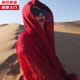 槿城防曬披肩女夏圍巾草原沙漠大西北絲巾新疆西藏旅游穿搭紗巾PJ010 浪漫大紅色 均碼【185x145cm】