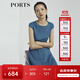 PORTS寶姿商場同款新品女裝氣質純色修身短袖連衣裙LL8N021RWE005 灰燼藍 L (8)