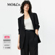 MO&Co.【C+系列】西裝夏輕薄人絲捏褶中袖外套MBE2BLA004 黑色 XS /155