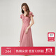 范思藍恩紅白格子約會(huì )連衣裙女2024夏季新款遮肉飛飛袖裙子12344 紅白格 L