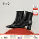 7or9隕石拿鐵 女靴高跟靴粗跟靴子女氣質(zhì)短靴舒適踝靴空氣棉高跟鞋 黑色7cm 37