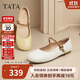 他她TATA女鞋25秋款方跟時(shí)尚百搭單鞋真皮瑪麗珍鞋YFF03CQ5米白/棕 37