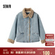 森馬（Semir）牛仔棉服女拼接毛領(lǐng)美式復(fù)古2024冬寬松毛邊夾克街頭109724108017