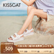 接吻貓KISSCAT【美洋同款】面包小香風(fēng)沙灘涼鞋魔術(shù)貼厚底運動(dòng)涼鞋 白色 37