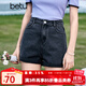 百圖betu女裝夏季新款牛仔褲高腰百搭顯瘦多色牛仔短褲女2305T54 深灰 S