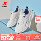 特步（XTEP）休閑鞋男新款老爹鞋軟底防滑耐磨運動(dòng)鞋潮流男鞋百搭跑步鞋子增高 帆白/墨青藍 42