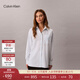Calvin KleinJeans25早秋新款女士商務(wù)休閑復古通勤ck府綢條紋刺繡長(cháng)袖襯衫 0SA-淺藍條 XS