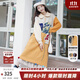 兩三事油畫(huà)針織毛衣裙女2025春季新款長(cháng)袖連衣裙裙子香漫輕語(yǔ) 黃色 M