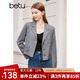 百圖betu女裝春季新款西裝氣質(zhì)西裝英倫學(xué)院風(fēng)休閑外套女2402T55 灰色 M