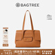BAGTREE明星同款包包樹(shù)海豚包輕奢品牌植鞣皮托特包大容量通勤女士電腦包 大號-焦糖色 能裝14寸MacBook 高級小眾