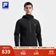 FILA 斐樂(lè )官方男士針織連帽外套2025秋新款健身運動(dòng)防曬寬松上衣 深黑-BK L 175/96A/L