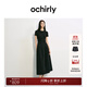 歐時力OCHIRLY 褶飾A字連衣裙長裙法式復(fù)古顯瘦2025年夏季新款女裝 黑色 M