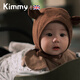 Kimmy英國高品質(zhì)純棉嬰兒護耳帽子春秋款0-1歲兒童男女寶寶綁帶套頭帽 小耳朵護耳帽-卡其 S 42-48CM（建議6-24個(gè)月）