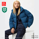 優(yōu)衣庫女裝無(wú)縫羽絨短茄克/老爸評測外套夾克25秋冬478578 68 深藍色 M /160/84A