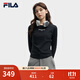 FILA 斐樂(lè )官方女子針織長(cháng)袖衫2025秋新款時(shí)尚休閑簡(jiǎn)約修身短款長(cháng)T 正黑色-BK M 165/84A/M