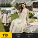 三福仙女裙連衣裙2025夏季玫瑰飄帶掛脖寬松長(cháng)裙氣質(zhì)裙子女裝498358 奶油色 S