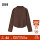 森馬（Semir）長(cháng)袖t恤女半高領(lǐng)字母修身軟糯上衣春刺繡套頭衫107124101002