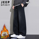 JEEP SPIRIT吉普休閑褲男士褲子男闊腿直筒秋冬季高端寬松潮流美式彎刀褲