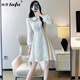 她芙（tafu）品牌女裝連衣裙女春秋2025年新款高級感氣質(zhì)名媛收腰蕾絲連衣裙女 杏色 M