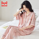 貓人100%純棉睡衣女夏季薄款短袖長(cháng)褲翻領(lǐng)開(kāi)衫女士大碼全棉家居服套裝 N1548粉色 XL (建議120-145斤)