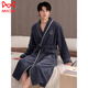 貓人（MiiOW）男士睡衣男法蘭絨2025新款秋冬加絨加厚浴袍高級感珊瑚絨保暖睡袍 2517望海藍 XL 125-145斤