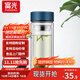 富光雙層玻璃杯水杯男女車(chē)載家用高硼硅玻璃杯泡茶杯帶茶隔玻璃杯子 藍色 500ml 雙層玻璃直杯