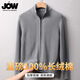 喬沃（JOW）【100%棉】拉鏈針織開(kāi)衫男厚款2025秋冬新款簡(jiǎn)約休閑寬松毛衣外套