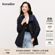 珂萊蒂爾2025休閑風(fēng)衣大衣女抽繩收腰外套中長(cháng)款立領(lǐng)上衣 暗青紫色 L