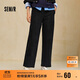森馬（Semir）休閑褲女冬季抓絨分割松緊腰寬松長(cháng)褲顯腿長(cháng)風(fēng)闊腿褲101724127011