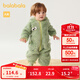 巴拉巴拉巴拉巴拉連體衣嬰兒秋冬裝外出寶寶抱衣哈衣爬服珊瑚絨萌 綠色調00344 80cm