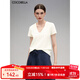 COCOBELLA精致簡(jiǎn)潔V領(lǐng)白色T恤女夏純色系氣質(zhì)短袖上衣TS7010 米白 XL