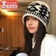 森上優(yōu)集毛絨漁夫帽子女秋冬季大頭圍遮臉孕婦產(chǎn)后月子保暖防風(fēng)針織水桶帽 復古菱形格帽子【米色】