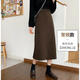 日本半身裙女秋冬2025新款毛呢高腰顯瘦復古開(kāi)叉設計感a字裙裙子 毛呢面料適合秋冬咖色常規款 毛 M 96-106斤