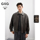 GXG男裝【羊皮】復古夾克寬松真皮皮衣外套25年秋新款#G25D123002 棕色 L