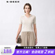S.DEER圣迪奧女裝OL風(fēng)翻領(lǐng)修身POLO針織衫S25263501 淺粉灰/47 S