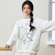 ELEVEN SLEEP秋季原創(chuàng  )芭蕾風(fēng)素描印花衛衣女長(cháng)袖圓領(lǐng)寬松甜美上衣 白色 S