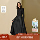 茵曼（INMAN）2025秋冬女裝新款復古半高領(lǐng)磨毛黑色連衣裙顯瘦長(cháng)袖長(cháng)裙子  午夜黑 XL