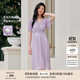 珂萊蒂爾【玫瑰裙】2025夏季新款減齡收腰短袖連衣裙女優(yōu)雅氣質(zhì)長(cháng)裙 淡紫 M