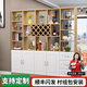 臻酷 隔斷柜 酒柜客廳架玄關(guān)柜現(xiàn)代簡約歐式門廳間廳柜家用屏風(fēng) 白色+淺胡桃色 普通款 四門三抽200*200*30cm 包安裝